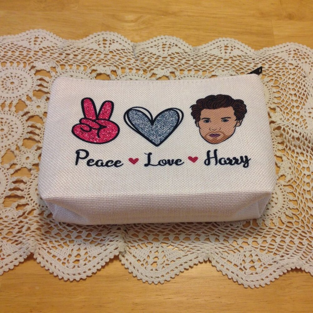 Nice lined Cosmetic / makeup / toiletry bag, peace love harry